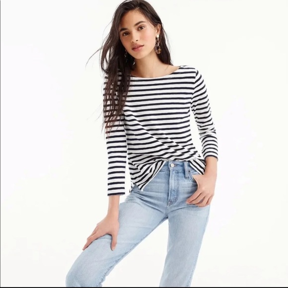 J. Crew Boat Neck Striped 3/4 Sleeve Tops - Picture 8 of 8